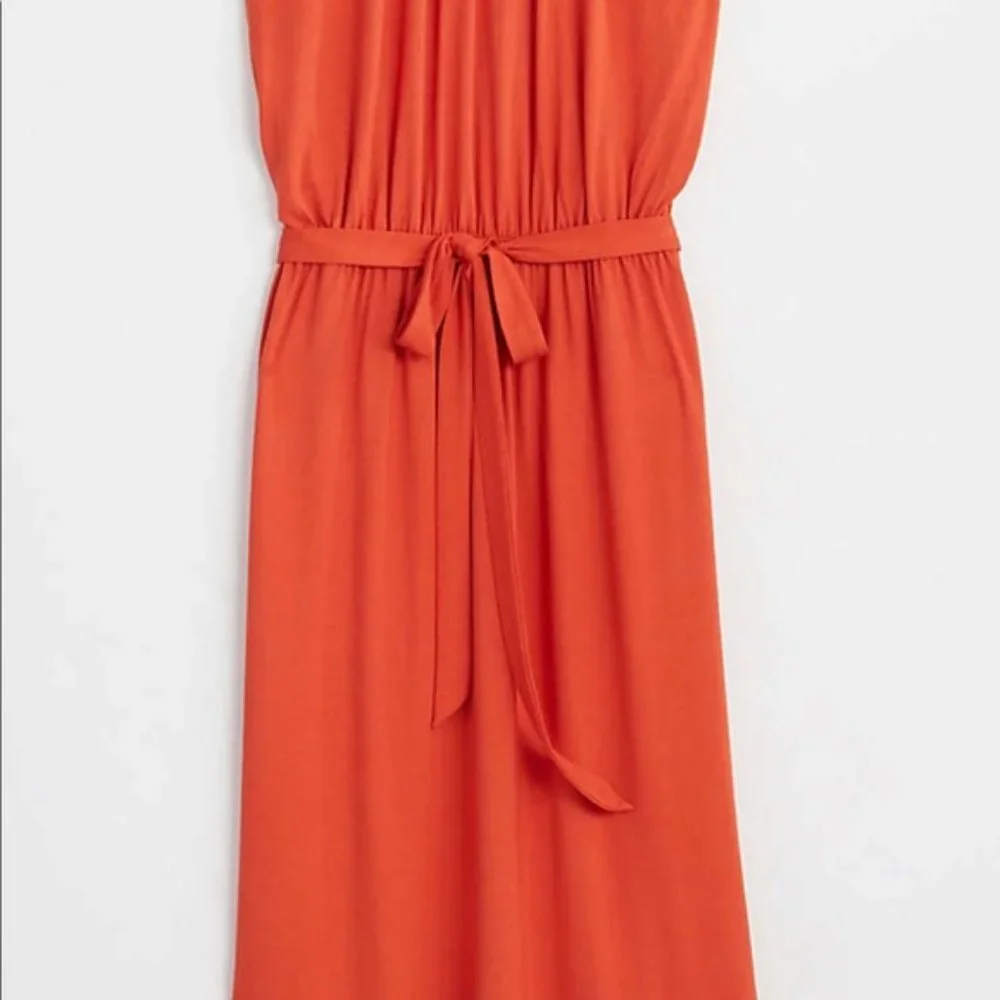 LOFT Burnt Orange Halter Midi Dress - Picture 7 of 9